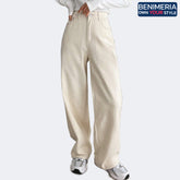 Benimeria-Womens Solid Straight Leg Jeans Streetwear Denim Pants