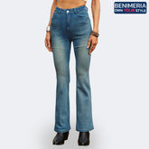 Benimeria-Stretchy retro bootcut jeans - flared leg fit