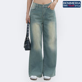 Benimeria-Women's High-Waisted Jeans Straight Leg Wide-leg Denim Pants