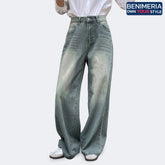 Benimeria-Womens Loose Fit Wide Leg Jeans Streetwear Denim Pant