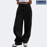 Benimeria-Womens Jeans Solid Color Loose Harem Denim Pants
