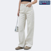 Benimeria-Womens Solid Straight Leg Jeans Streetwear Denim Pants
