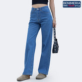 Benimeria-Womens Slant Pocket Boyfriend Jeans Street Denim Pants