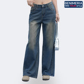 Benimeria-Womens Loose Fit Wide Leg Jeans Streetwear Denim Pant