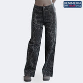 Benimeria-AMANDA-Womens High Waist Solid Wide lea veans-Leopard