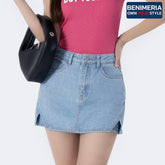 Benimeria-Women's High-waisted Notched Hem Skirts Y2K Style Denim Skorts