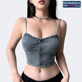Benimeria-Designer Women Suntop Tight-Fitting Short Denim Camisole