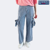 Benimeria-Womens Fashionable Cargo jeans Solid Color Loose Fit Denim Pant