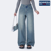 Benimeria-Women's High-waisted Wide-leg Jeans Straight-leg Denim Pants