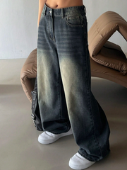 Benimeria-Womens Loose Fit Wide Leg Jeans Streetwear Denim Pant