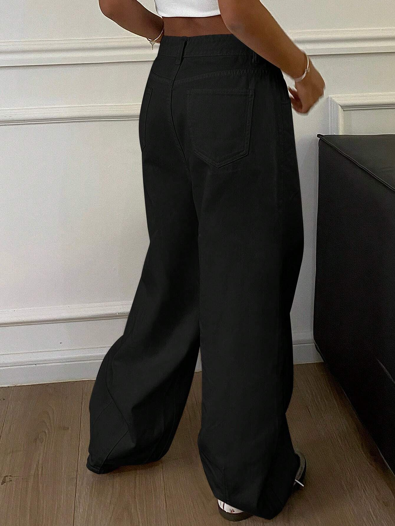 Benimeria-Womens Jeans Solid Color Loose Harem Denim Pants