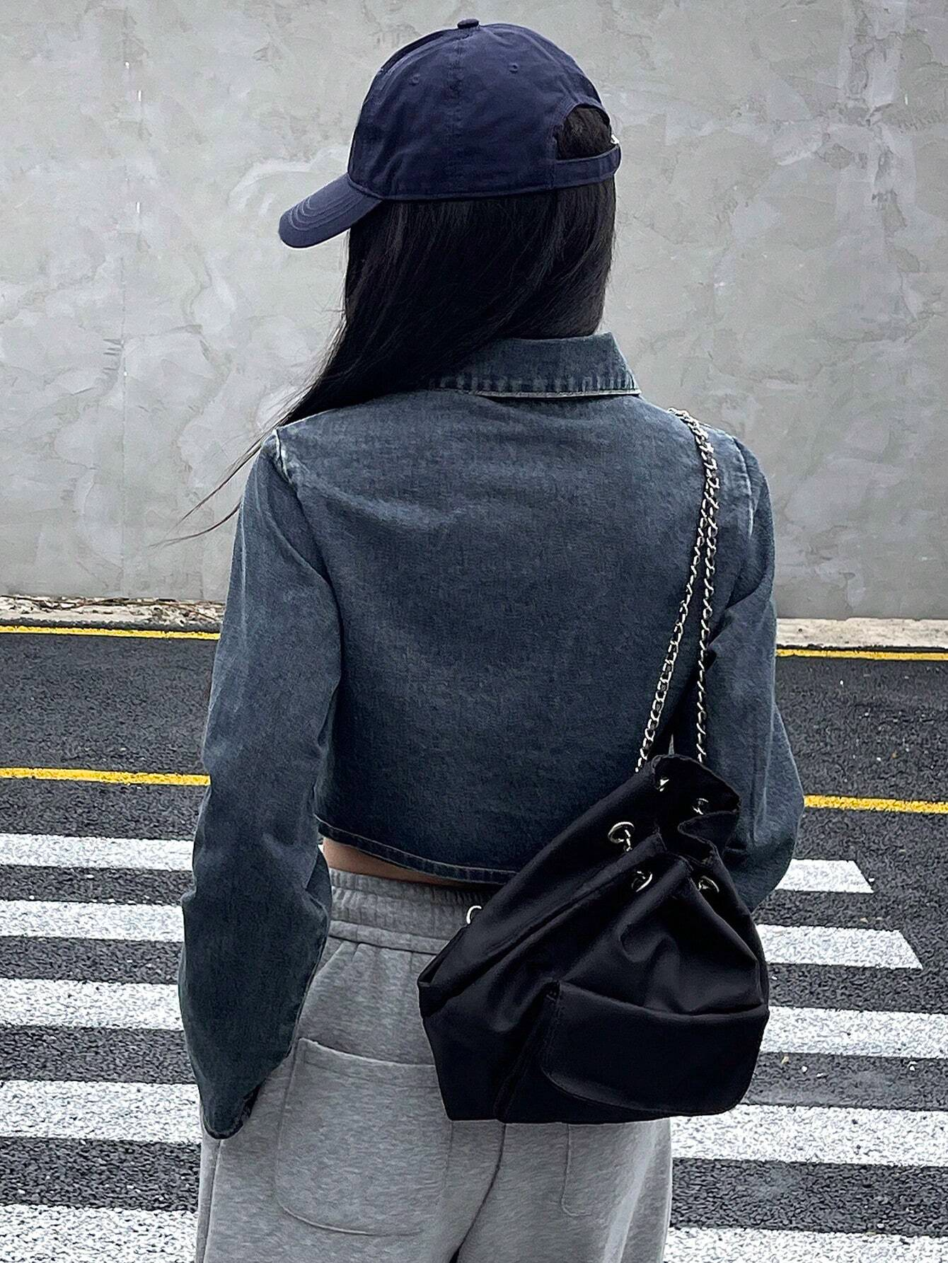 Benimeria-Designer Women_s Zipper Front Cropped Denim Jacket