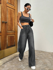 Benimeria-Womens High Waist Jeans Wide Leg Streetwear Style Denim Pants