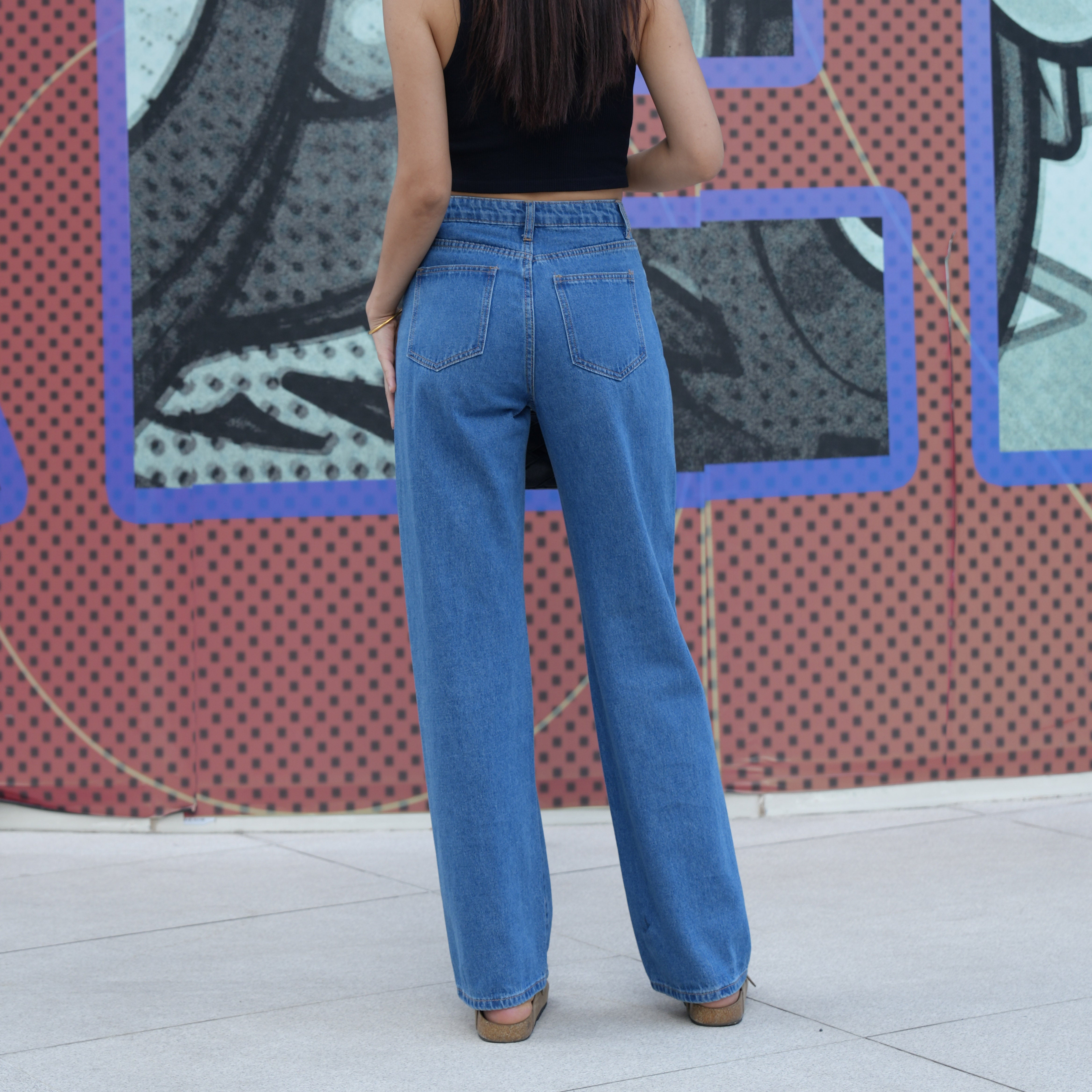 Benimeria-Womens Slant Pocket Boyfriend Jeans Street Denim Pants