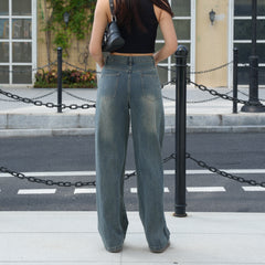 Benimeria-Star Wide-legged Jeans With Wide Slanted Pocke