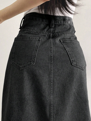 Benimeria-WomenSkirts Simple Daily Casual Denim