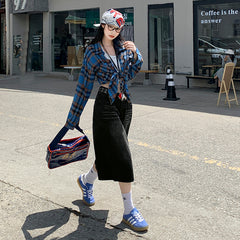 Benimeria-American-style retro loose washed and distressed cropped pants, high street style wide-leg pants with a sense of design.