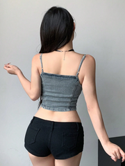 Benimeria-Designer Women Suntop Tight-Fitting Short Denim Camisole