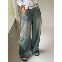 Benimeria-Womens Loose Fit Wide Leg Jeans Streetwear Denim Pant