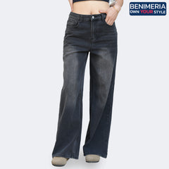 Benimeria-Women Casual Jeans Distressed Wide-Leg Denim Pant