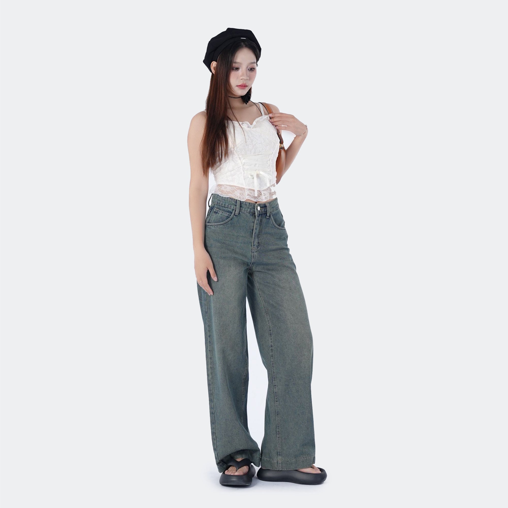 Benimeria-Women's Wide-leg jeans High-waisted skinny straight-leg pants
