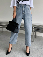 Benimeria-Woemn's High-waisted jeans forwomen Loose-fitting nine-point Harlan radish pants