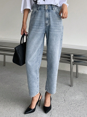 Benimeria-Woemn's High-waisted jeans forwomen Loose-fitting nine-point Harlan radish pants