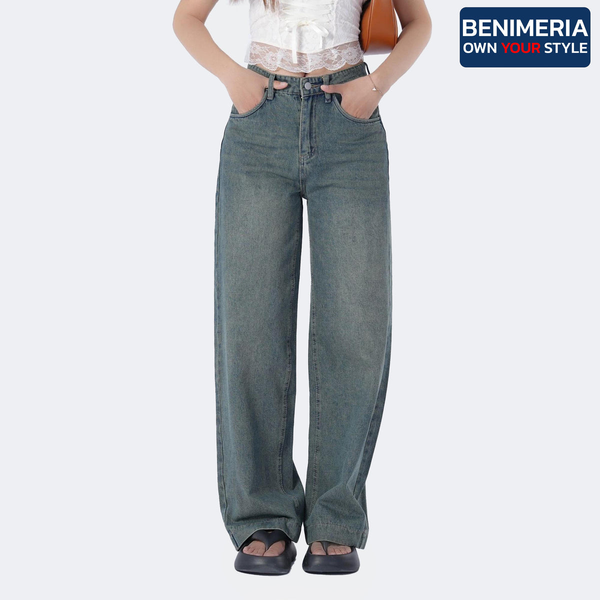 Benimeria-Women's Wide-leg jeans High-waisted skinny straight-leg pants