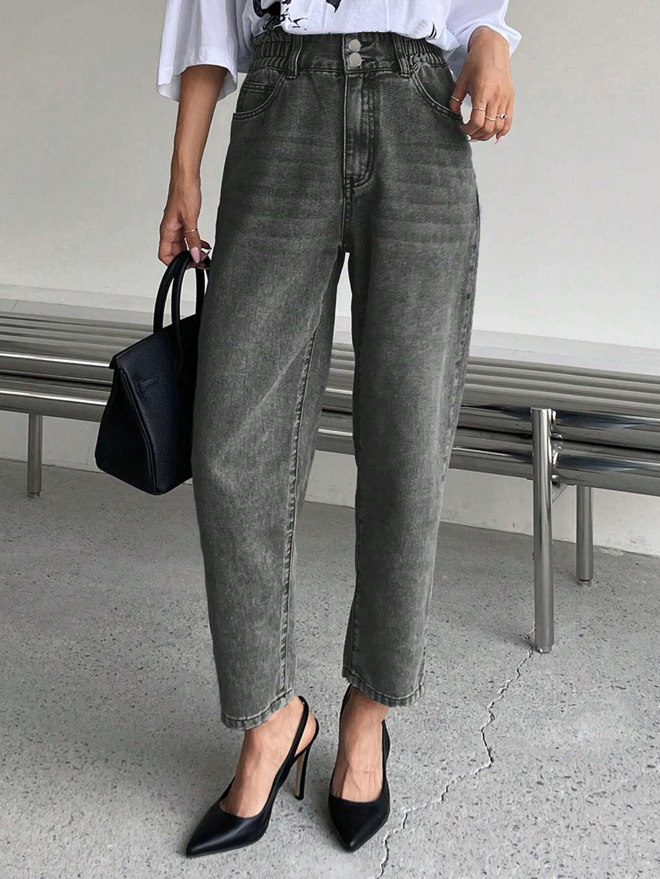 Benimeria-Ladies Solid Jeans Color Simple Daily Denim Work Style Pants