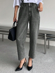 Benimeria-Ladies Solid Jeans Color Simple Daily Denim Work Style Pants
