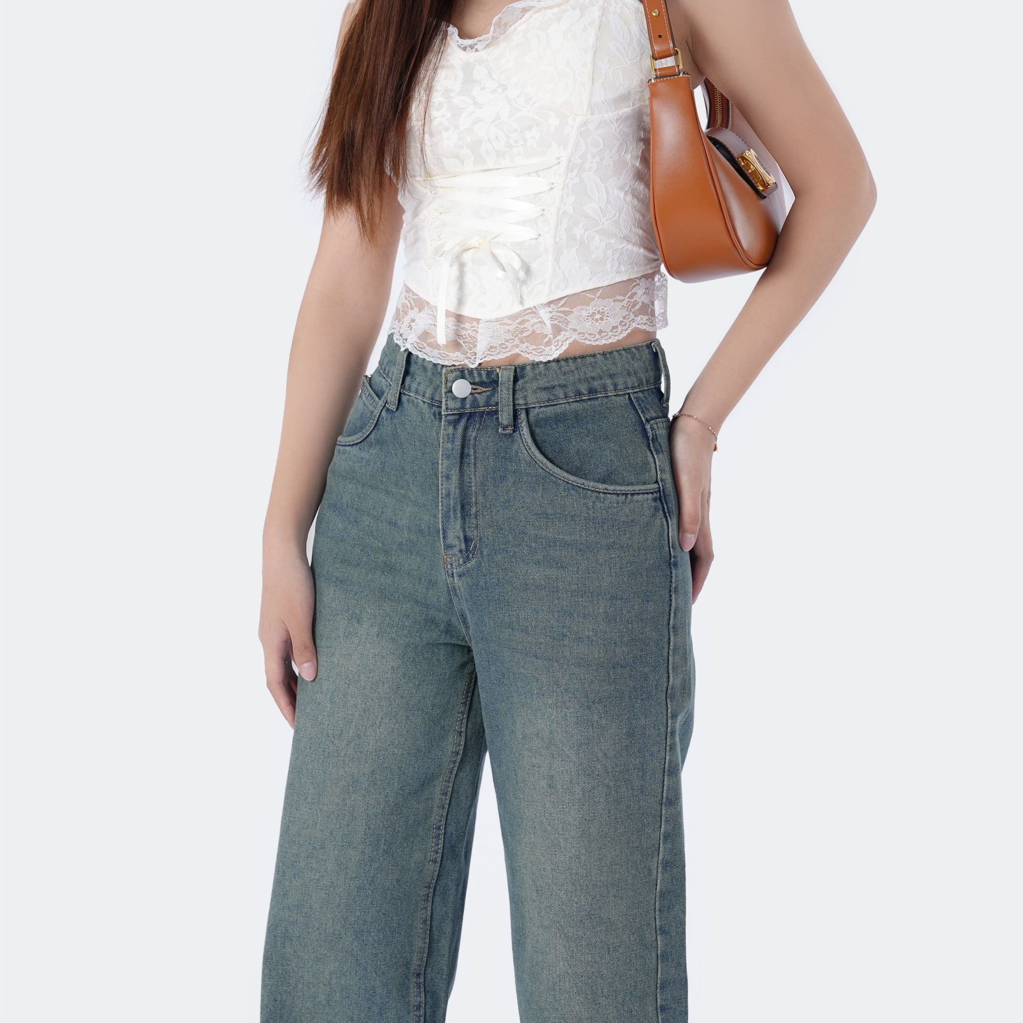 Benimeria-Women's Wide-leg jeans High-waisted skinny straight-leg pants