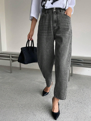 Benimeria-Ladies Solid Jeans Color Simple Daily Denim Work Style Pants
