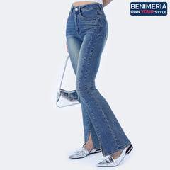 Benimeria-Women's High waisted split flaredpants for slimming and slightly flared jeans