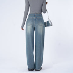 Benimeria-Women's High-waisted Wide-leg Jeans Straight-leg Denim Pants