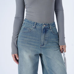 Benimeria-Women's High-waisted Wide-leg Jeans Straight-leg Denim Pants