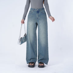 Benimeria-Women's High-waisted Wide-leg Jeans Straight-leg Denim Pants