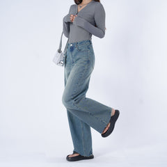 Benimeria-Women's High-waisted Wide-leg Jeans Straight-leg Denim Pants