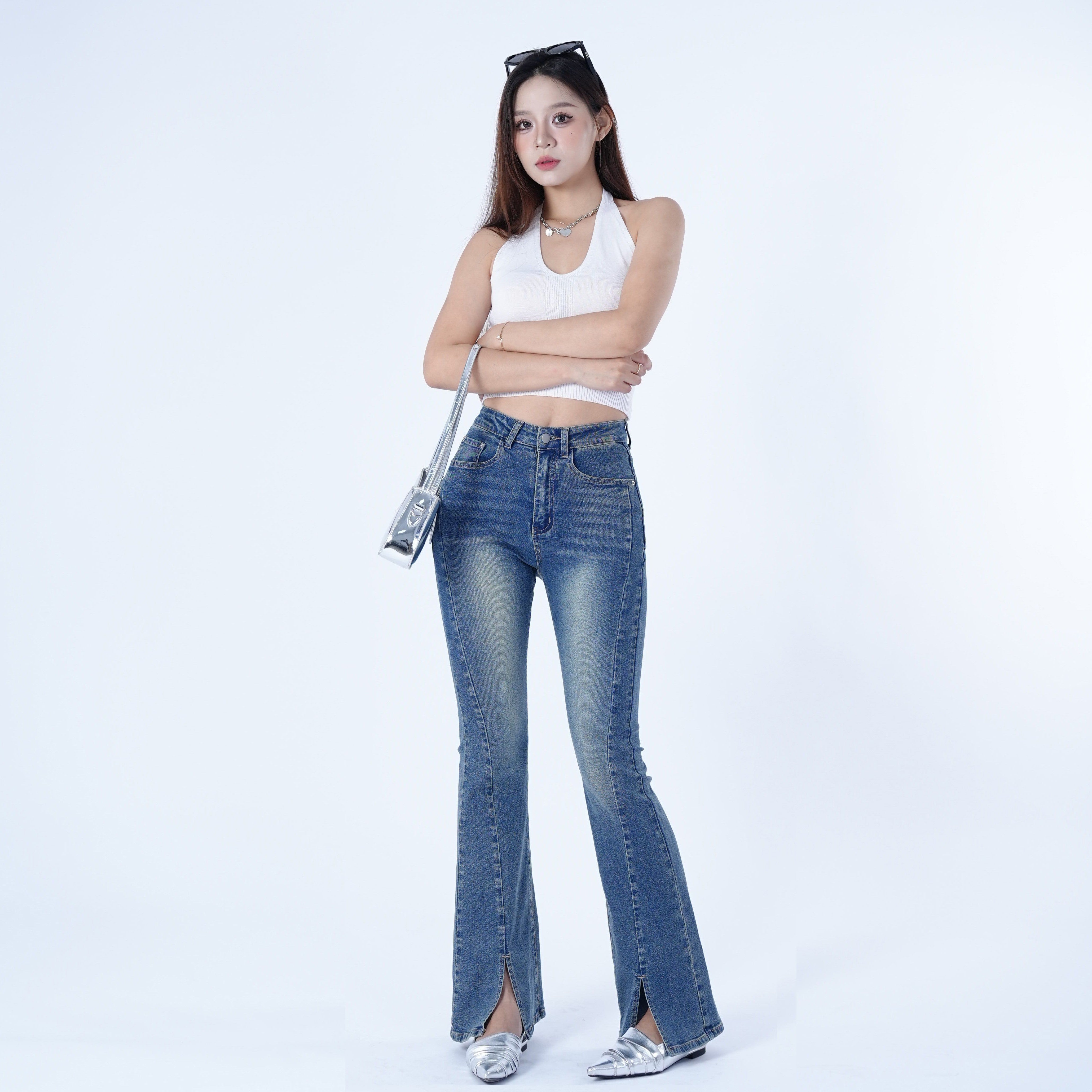 Benimeria-Women's High waisted split flaredpants for slimming and slightly flared jeans