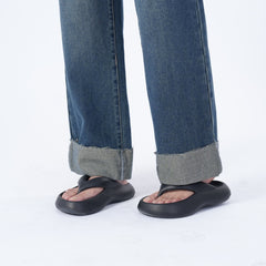 Benimeria-Women's High-waisted straight legjeans Baggy blue retro blocker skinny patch work niners