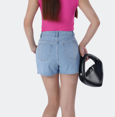 Benimeria-Women's High-waisted Notched Hem Skirts Y2K Style Denim Skorts