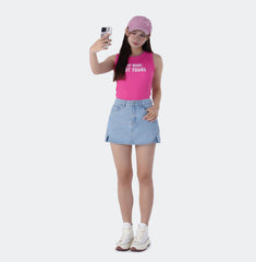 Benimeria-Women's High-waisted Notched Hem Skirts Y2K Style Denim Skorts