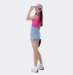 Benimeria-Women's High-waisted Notched Hem Skirts Y2K Style Denim Skorts