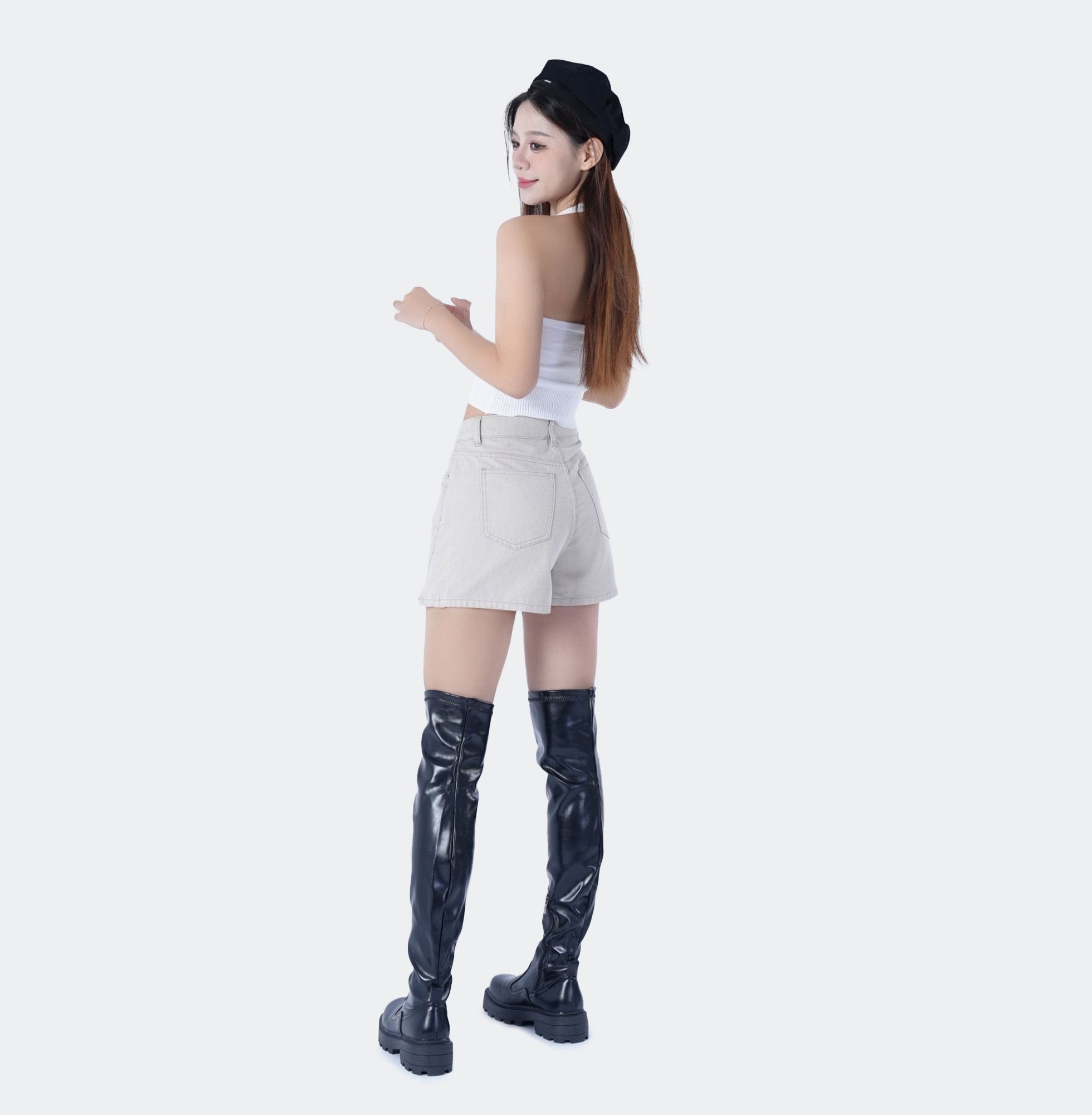 Benimeria-Women's High-waisted Notched Hem Skirts Y2K Style Denim Skorts