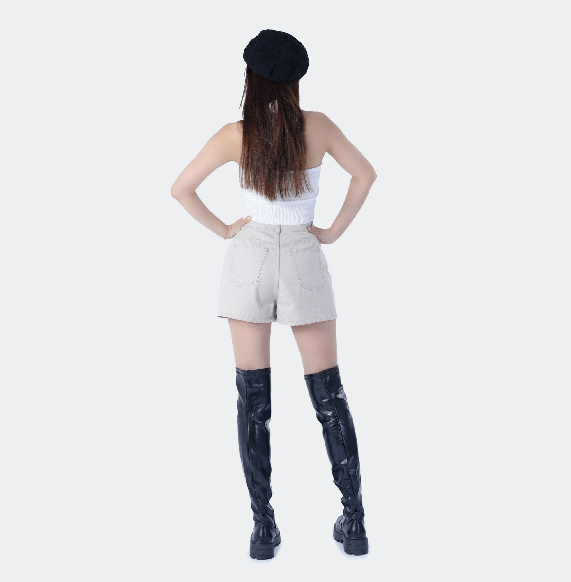 Benimeria-Women's High-waisted Notched Hem Skirts Y2K Style Denim Skorts