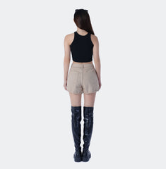 Benimeria-Women's High-waisted Notched Hem Y2K Style Denim Skorts