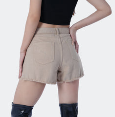 Benimeria-Women's High-waisted Notched Hem Y2K Style Denim Skorts