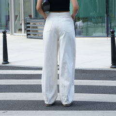 Benimeria-Solid Color Loose Harem Denim Pants