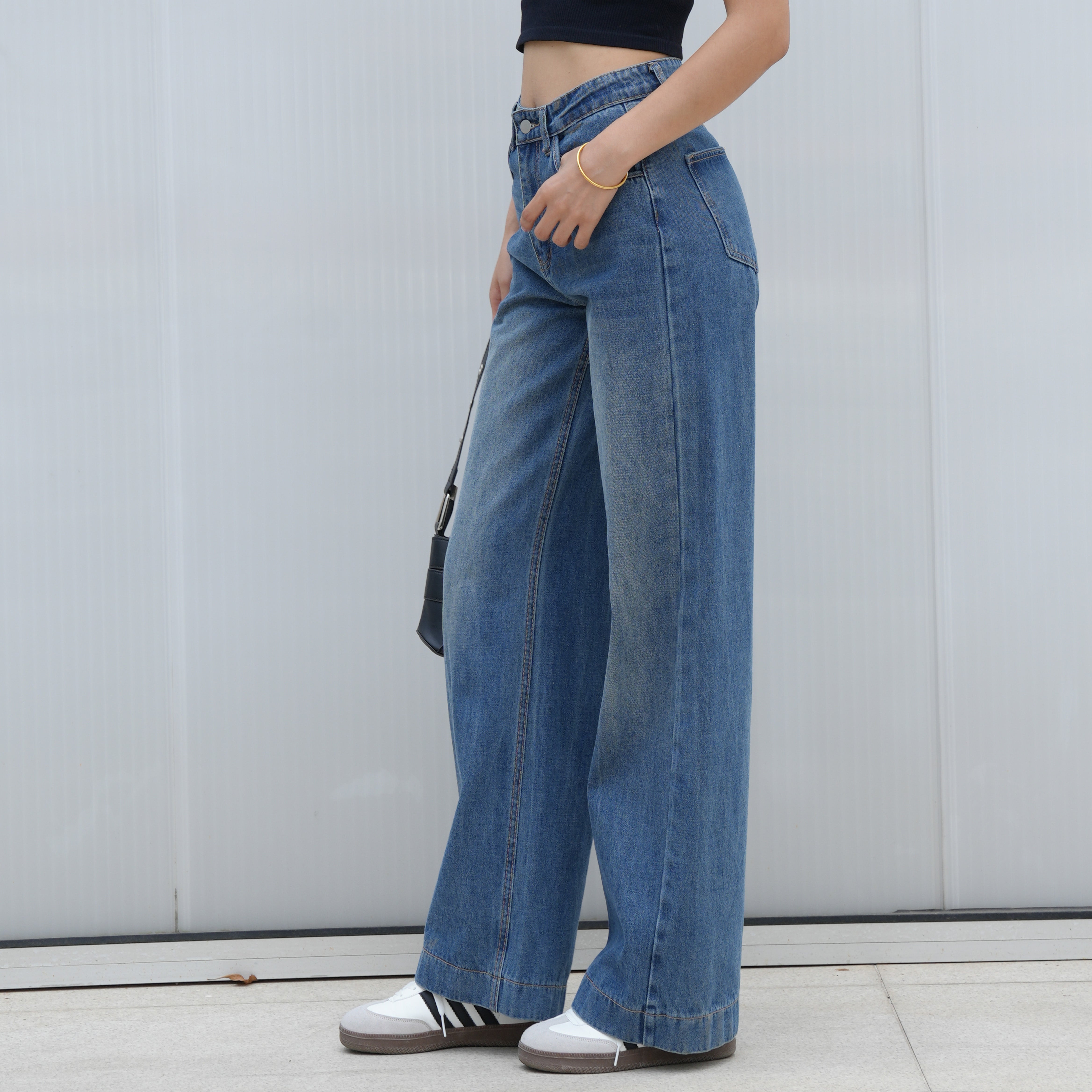 Benimeria-Womens Jeans High Waist Wide Leg Streetwear Denime Pant