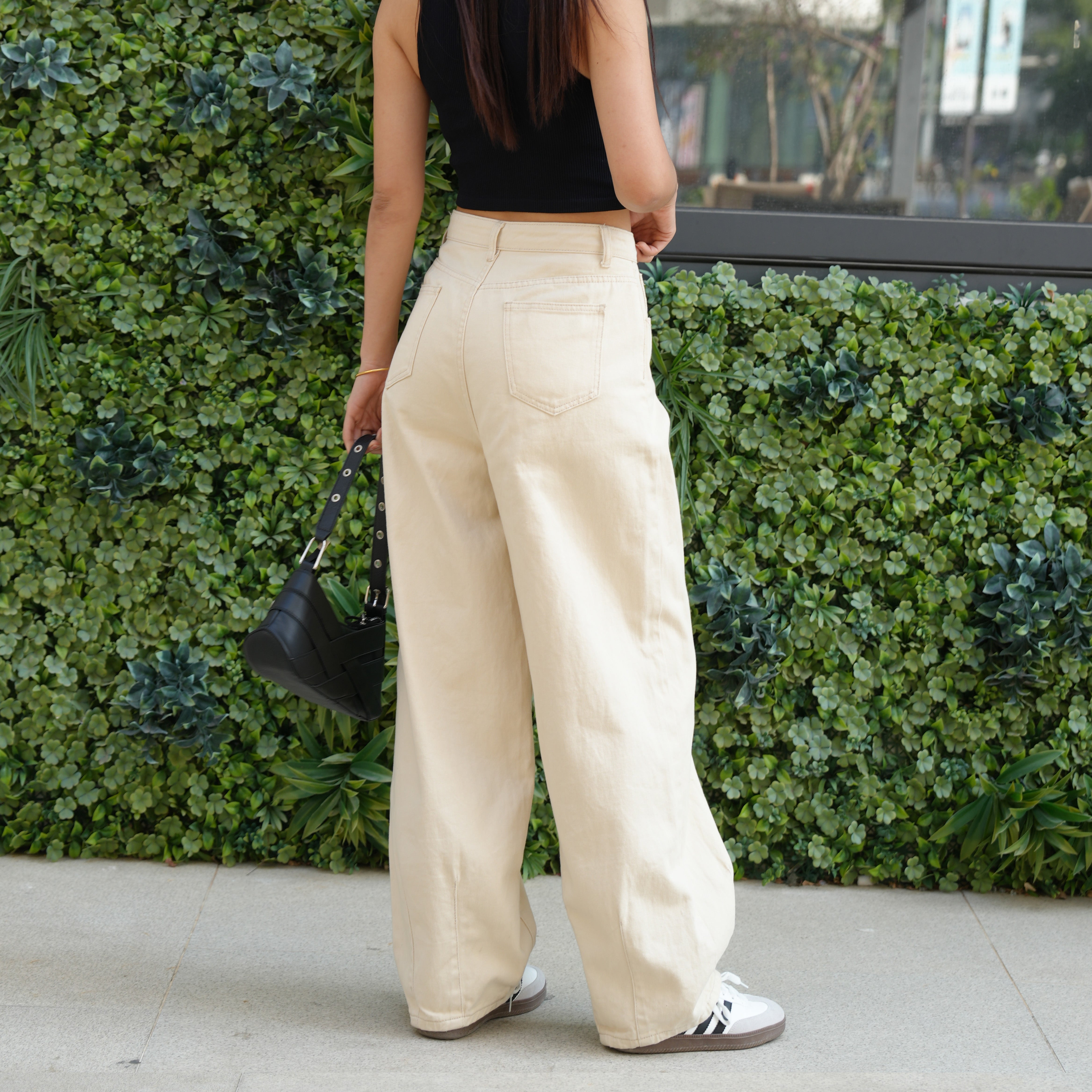 Benimeria-Womens High-waisted Wide-leg Denim Jeans
