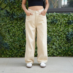 Benimeria-Womens High-waisted Wide-leg Denim Jeans
